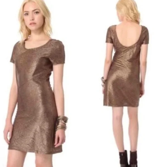 Free People Gold Moonage Daydream Bodycon Mini Dress - Picture 3 of 12